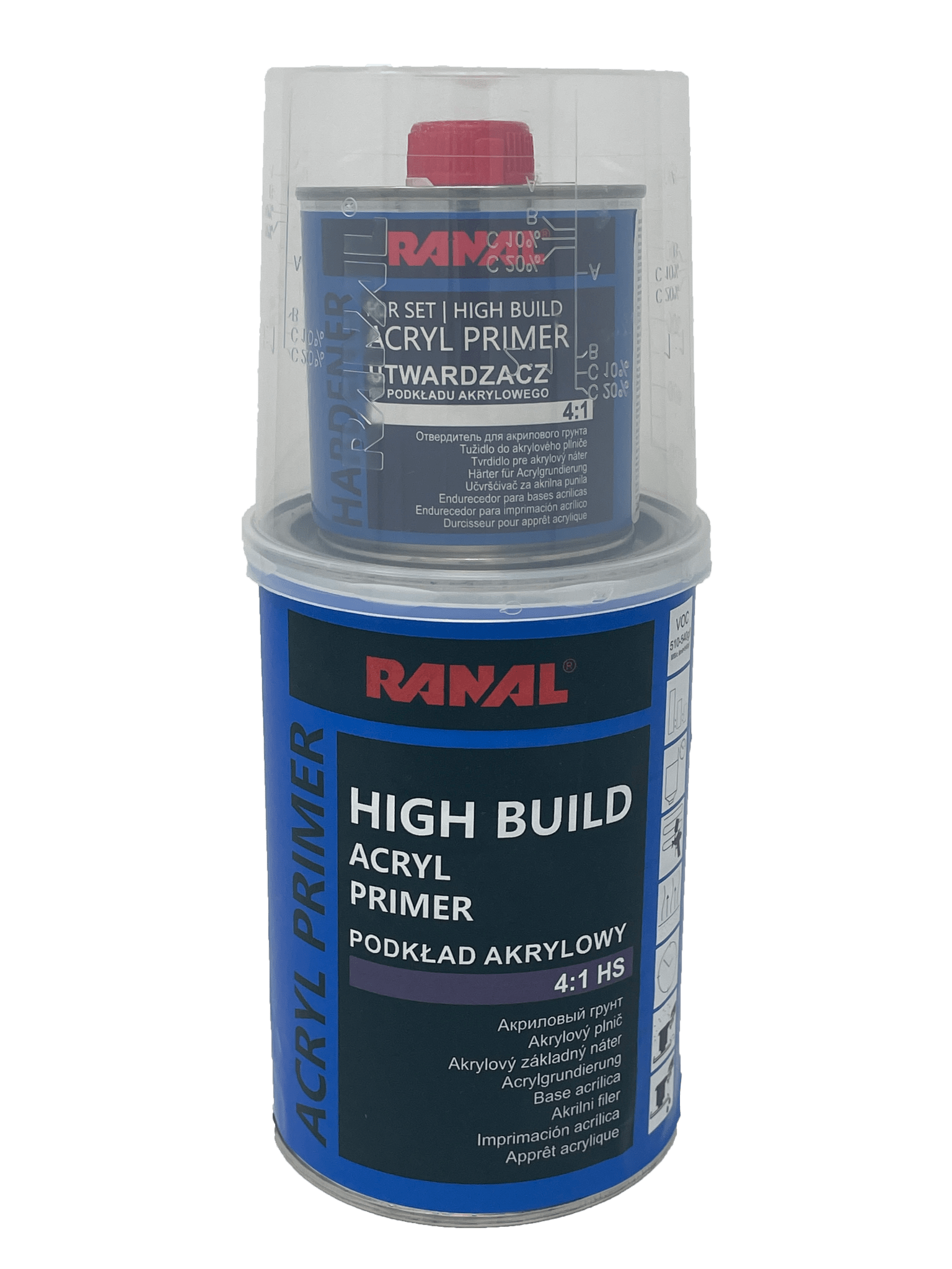 0.8L+0.2L hard. Grey High Build Acryllic Filler Primer (RAN - 10503 - 0) - RaxAutos