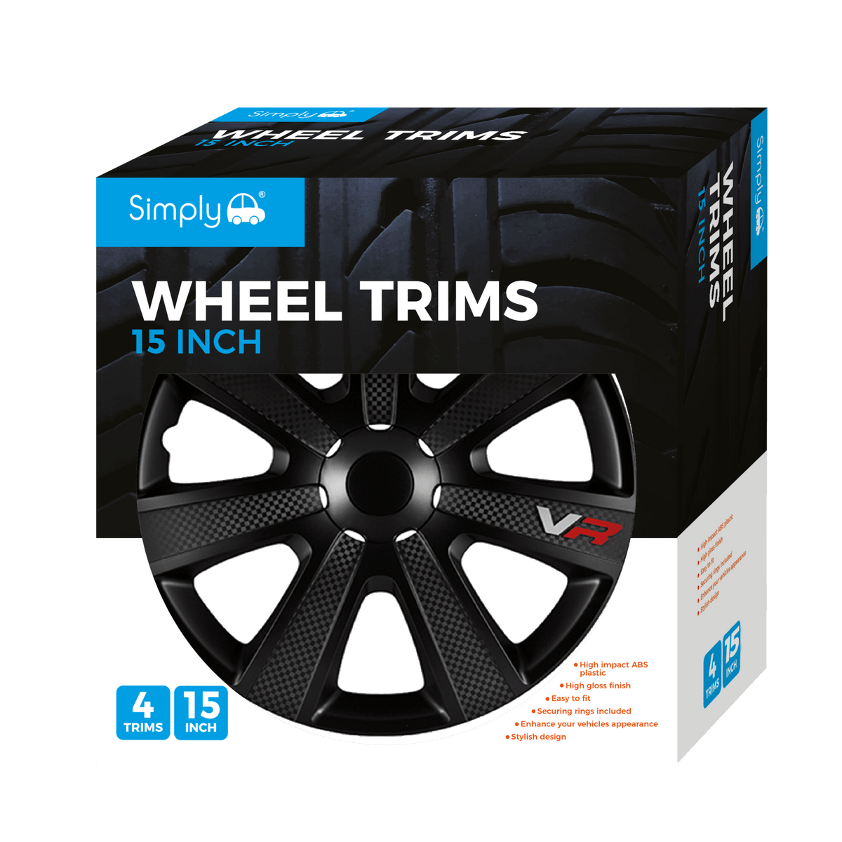 16" CHROMIA BLACK CARBON Wheel Cover Box of 4 Trims (SWT150) - RaxAutos