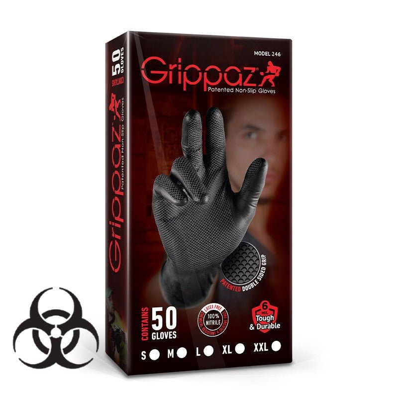 Grippaz Skins Black Large Nitrile Glove Box of 50 - RaxAutos