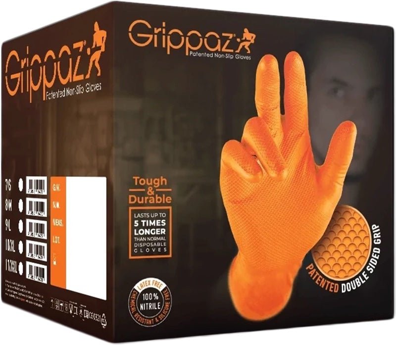 Grippaz Skins Orange Nitrile Glove Carton of 10 - RaxAutos