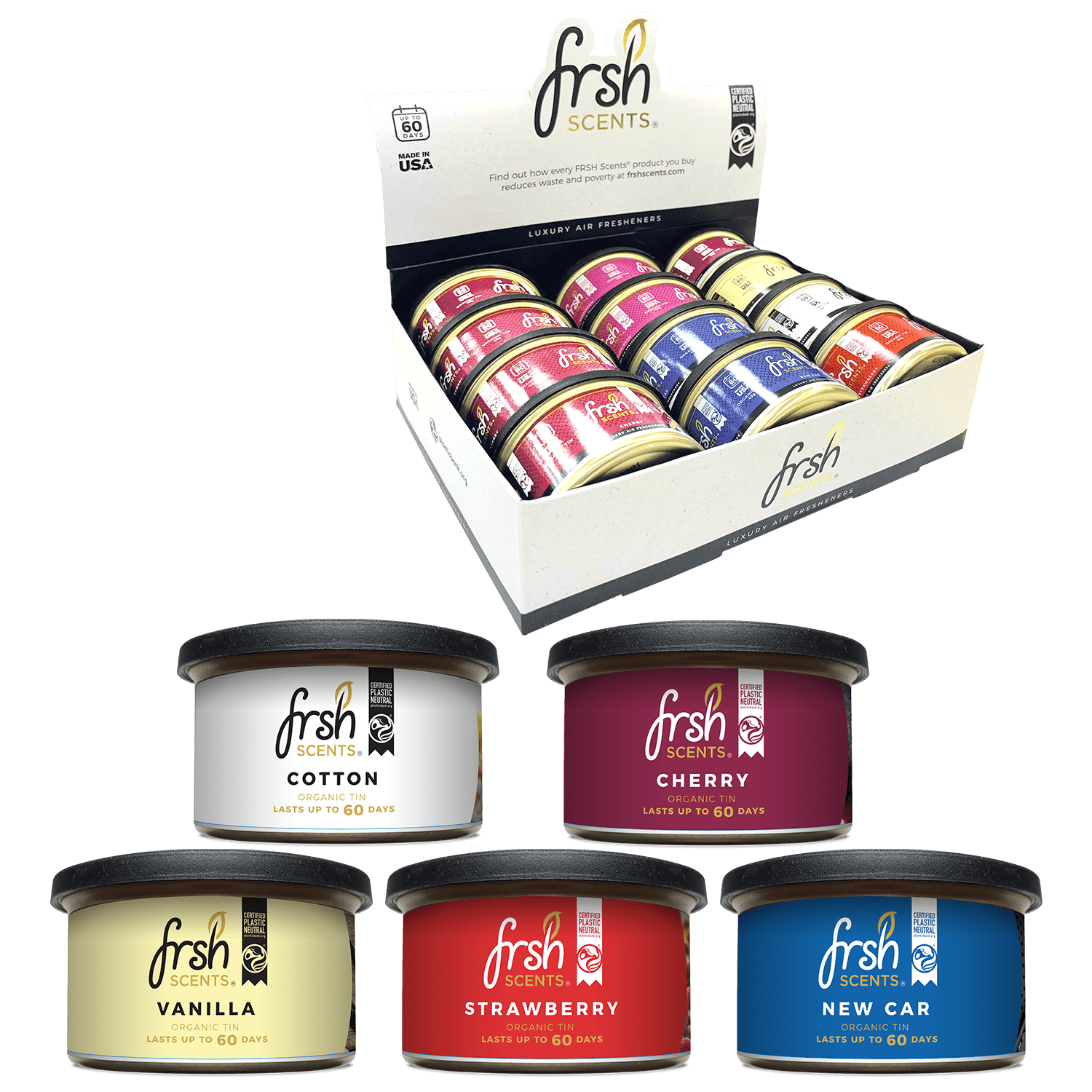 Air Freshener Mixed Organic Can FRSH Scents (12 Pack) - RaxAutos