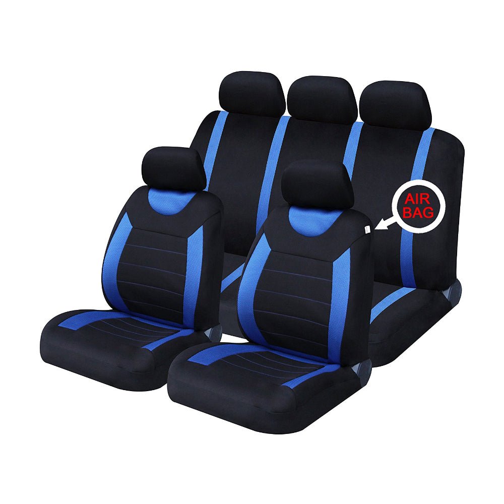 Auto Choice 9pc Blue/Black Seat Cover Set - RaxAutos