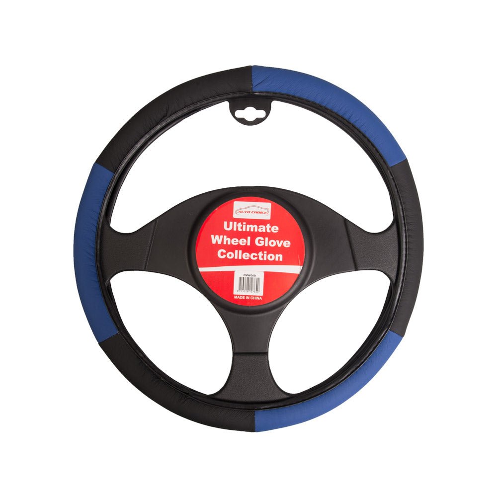 Auto Choice Black/Blue Steering Wheel Cover - RaxAutos