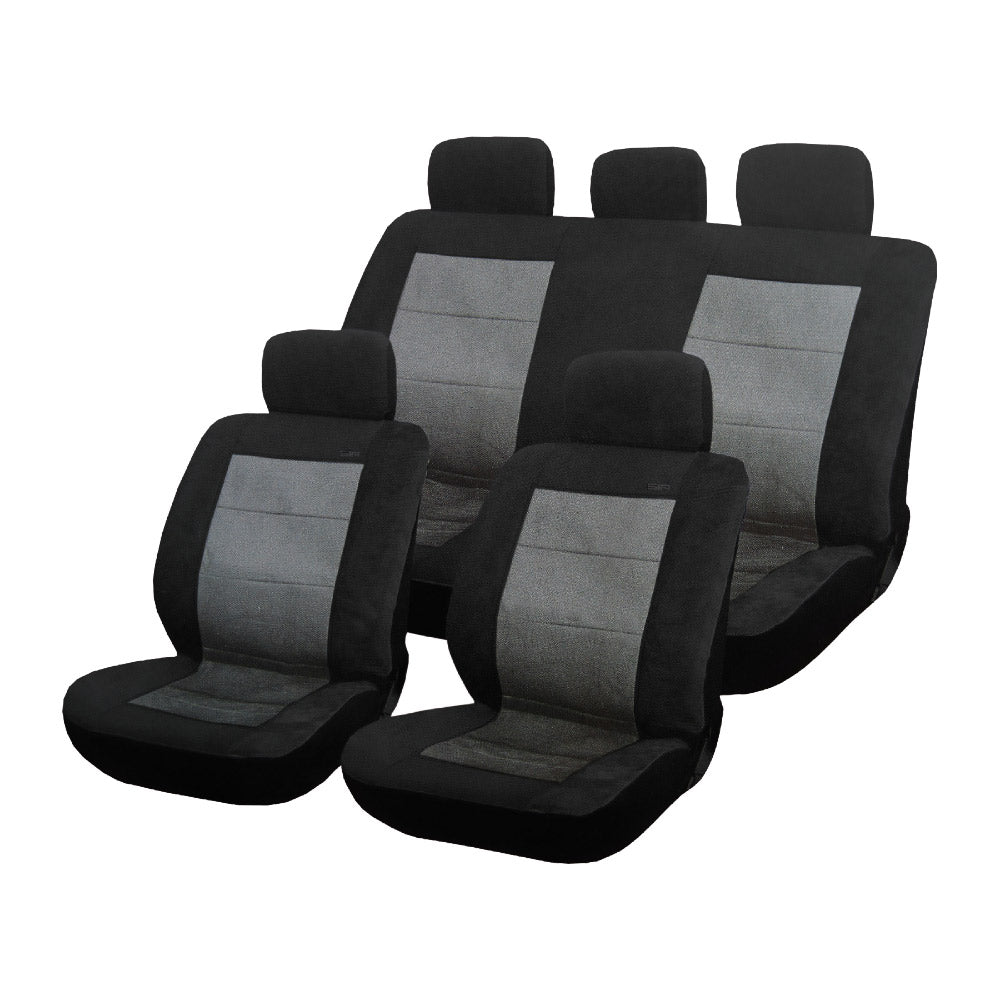 Auto Choice Premium 9pc Black/Grey Seat Cover Set - RaxAutos