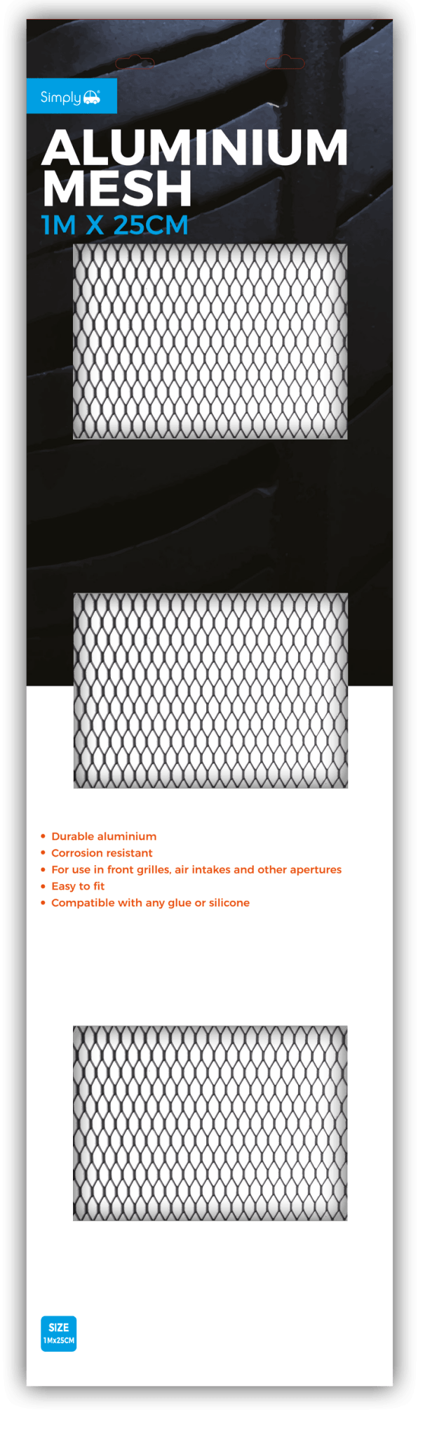 Black Aluminium Mesh 1M x 25cm (ALM01) - RaxAutos