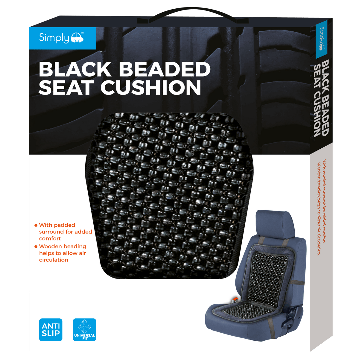 Black Beaded Seat Cushion (BBSC01) - RaxAutos