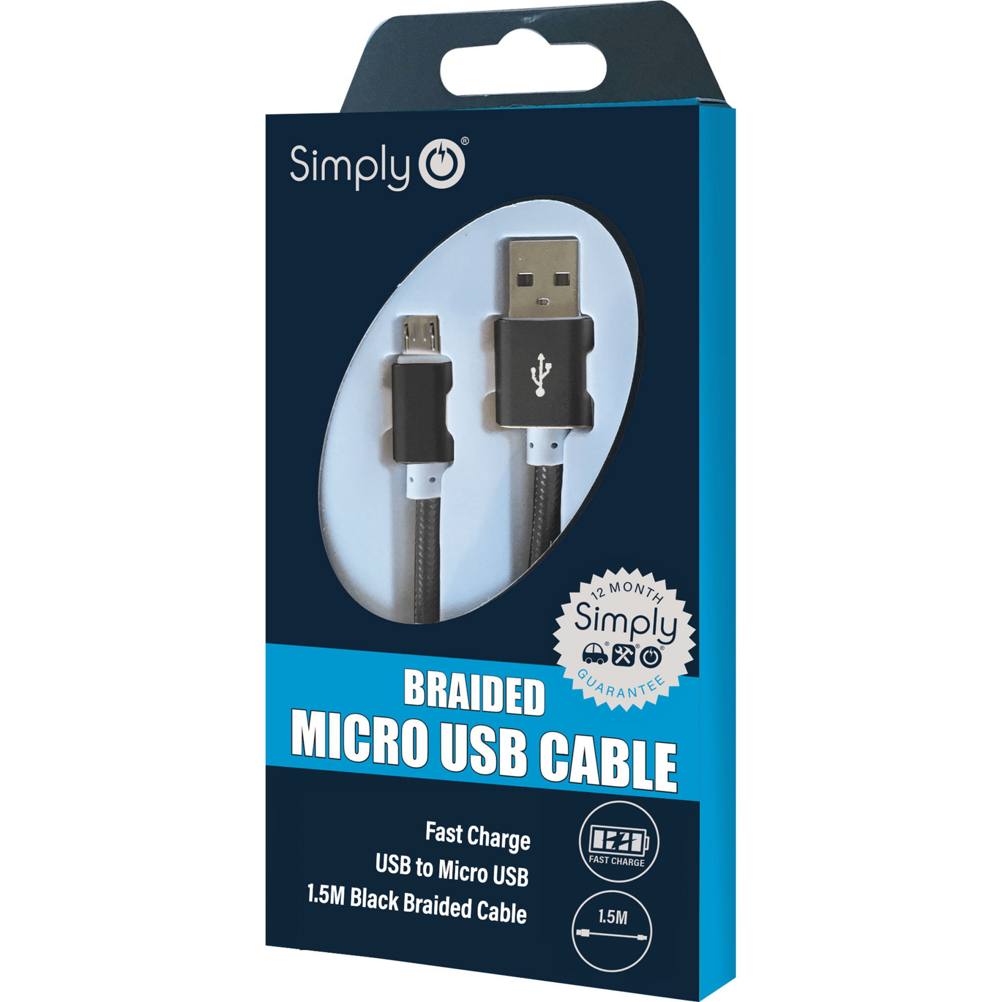 Braided Black Micro USB Cable (ICMC03) - RaxAutos