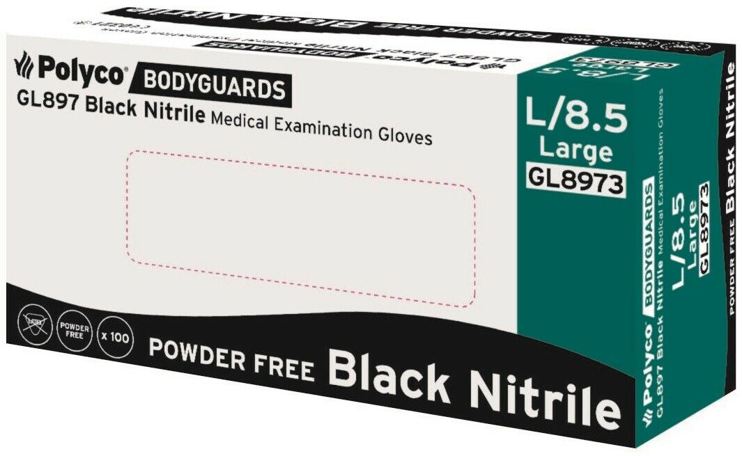 GL8972 Medium Black nitrile powder free disposable glove (100) - RaxAutos