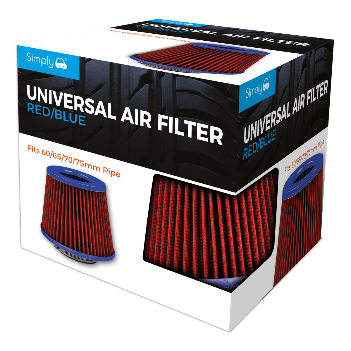 Red Mesh w/Blue Air Filter - Size 155x155mm (AFU10) - RaxAutos