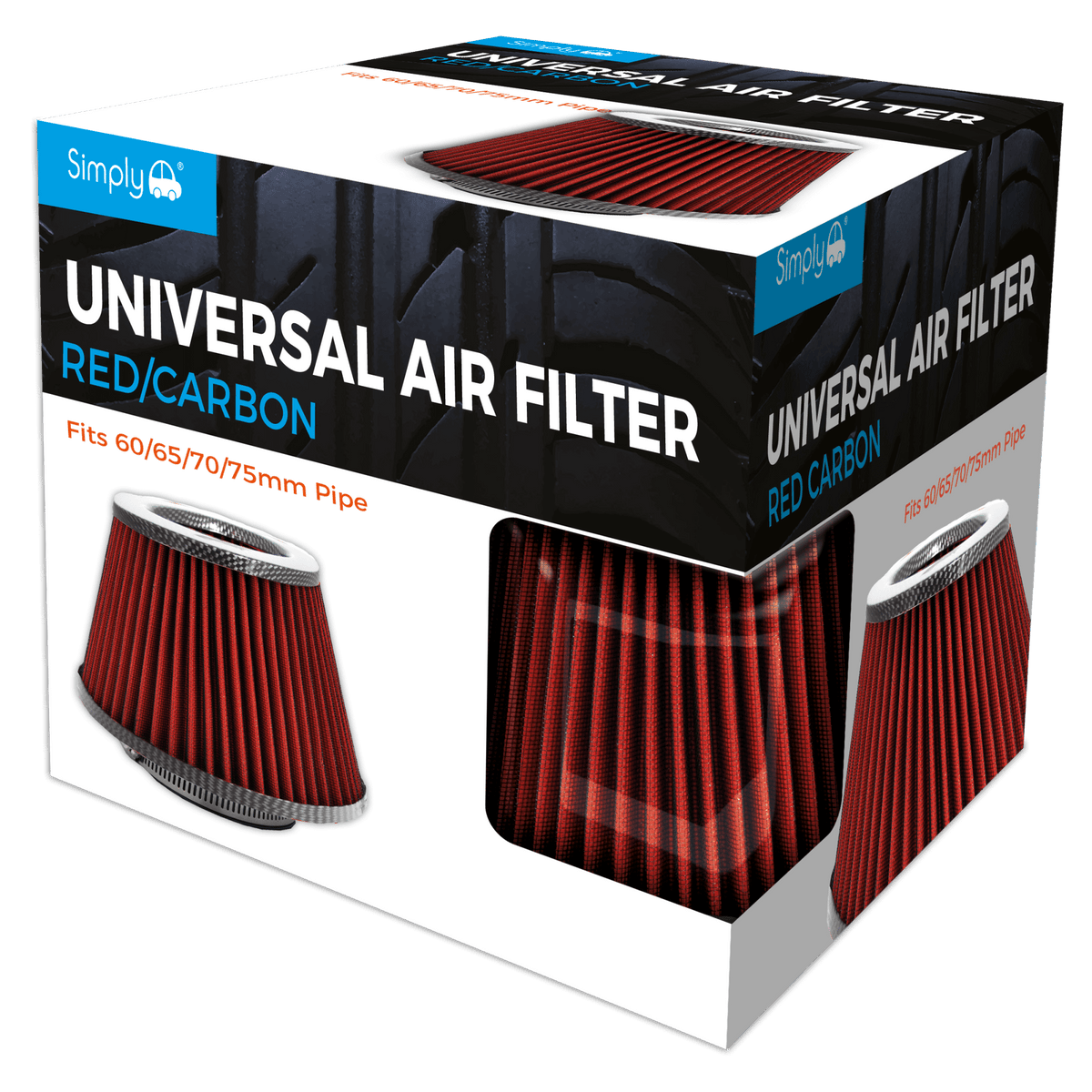 Red Mesh w/Carbon Air Filter (130 x 180) (AFU04) - RaxAutos
