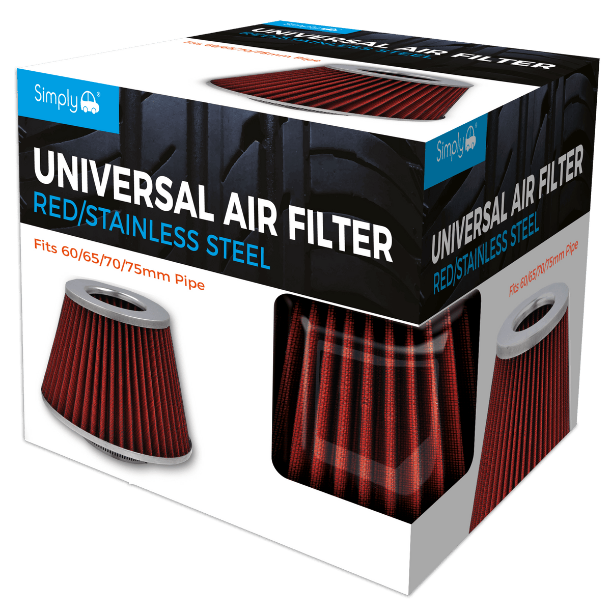 Red Mesh w/Stainless Steel Air Filter (130 x 180) (AFU02) - RaxAutos
