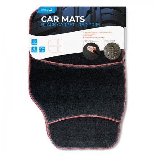 Red Trim Carpet Car Mats (MR2001) - RaxAutos