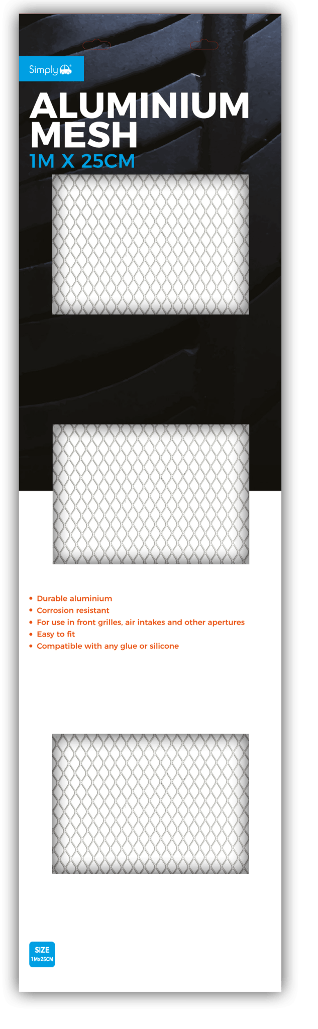 Silver Aluminium Mesh 1M x 25cm (ALM02) - RaxAutos