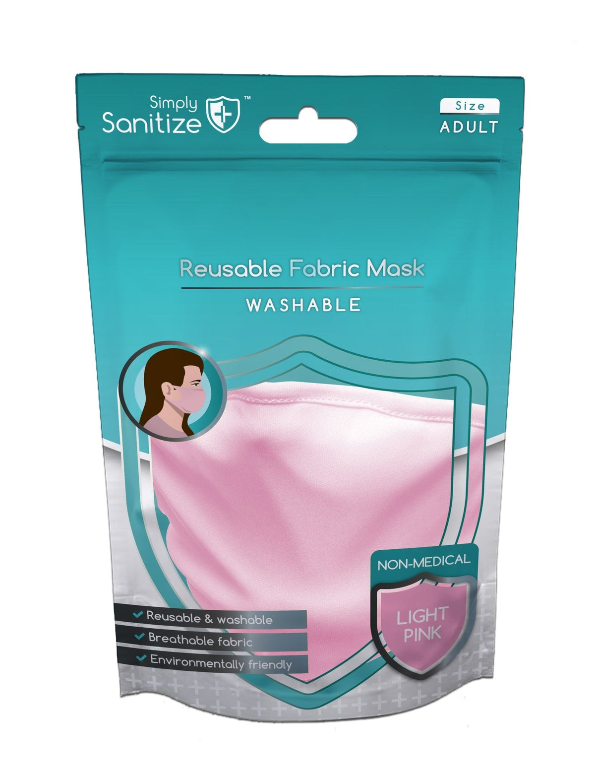 Simply Sanitize - Reusable Fabric Mask Light Pink (NM002) - RaxAutos