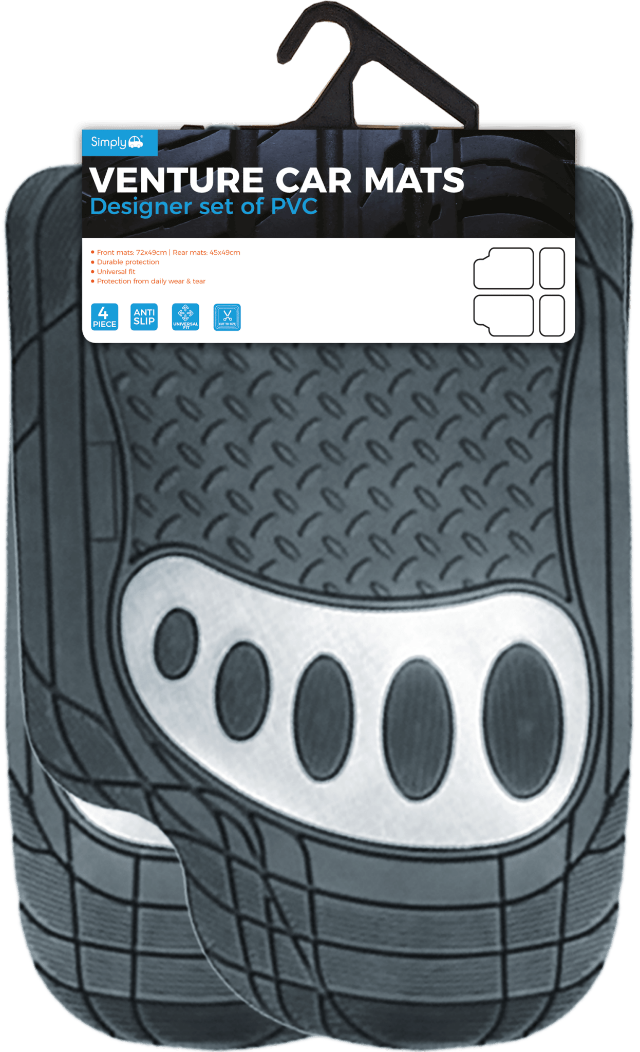 Venture Car Mats (Black & Carbon) (MR503) - RaxAutos
