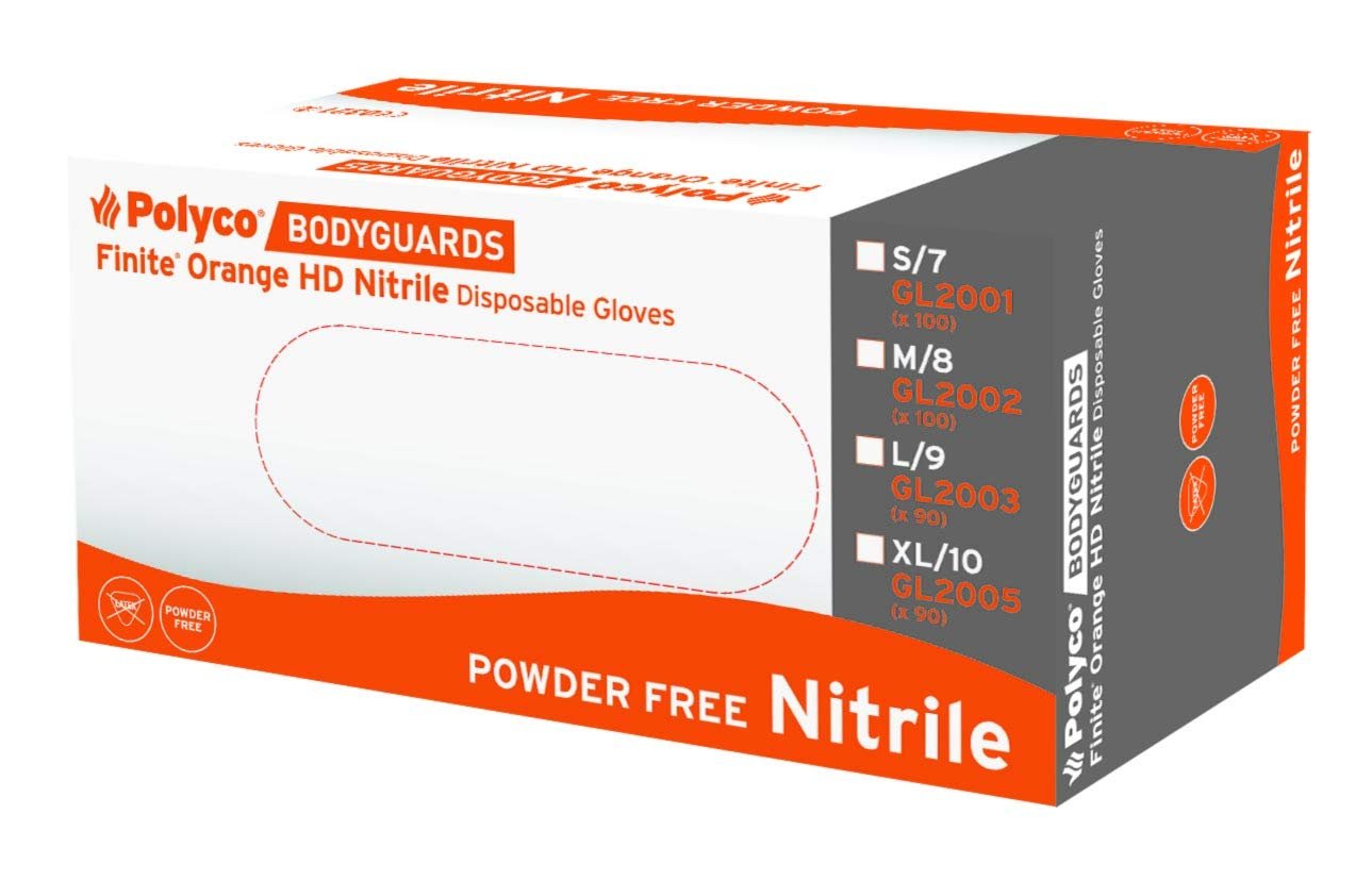 Xtra - Large Finite Orange Nitrile Glove (90 gloves per box) - RaxAutos